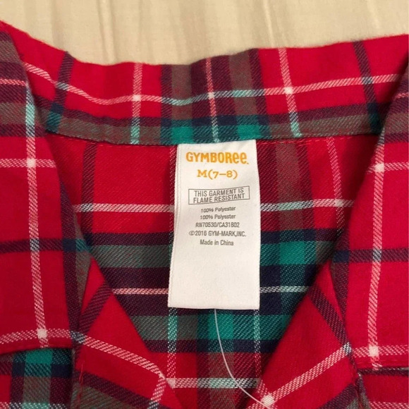 NEW Gymboree green red plaid pajama top 7/8 - Picture 4 of 4